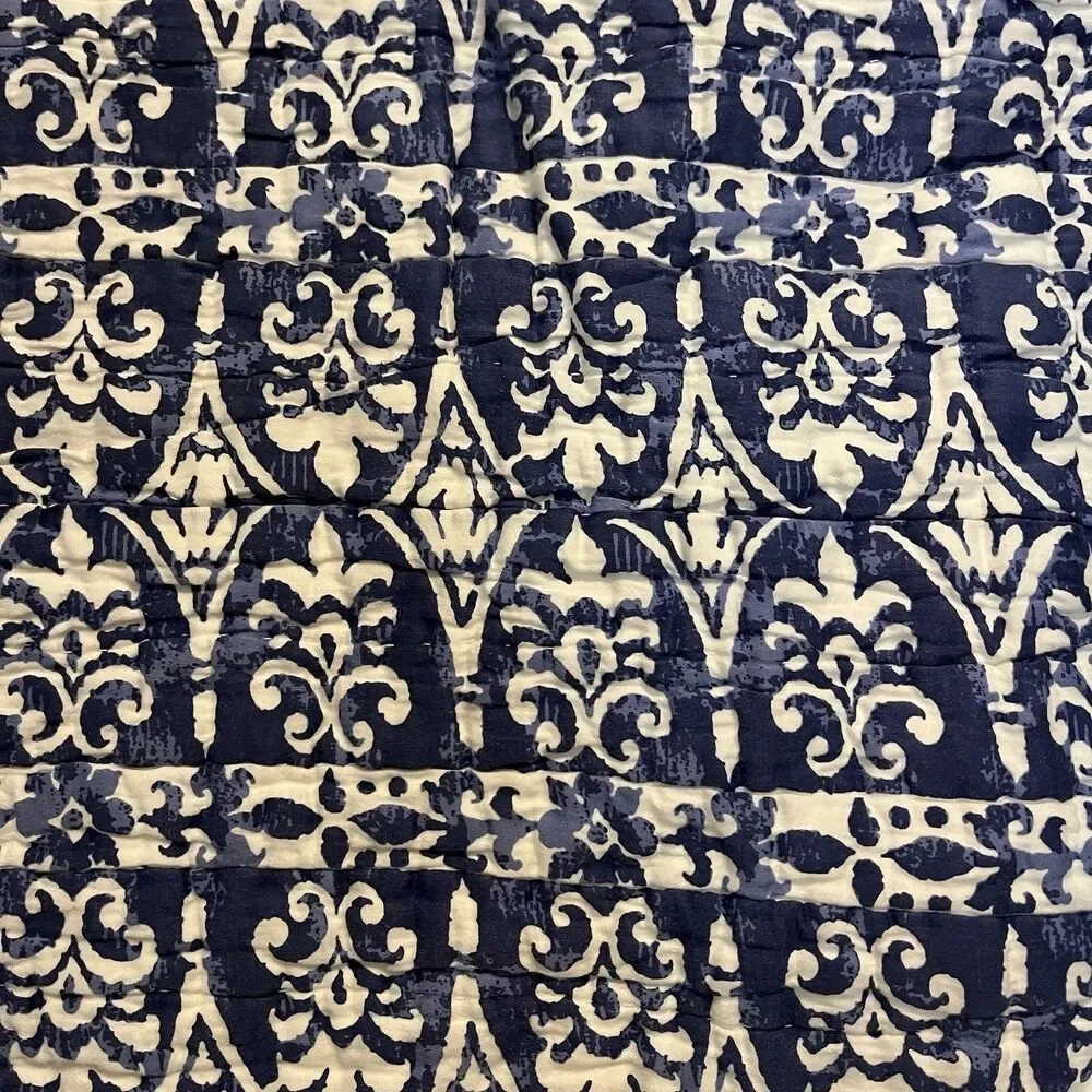 Garnet Hill Twin Bedspread Blue 100% Cotton Quilted Bedding Pillow Sham